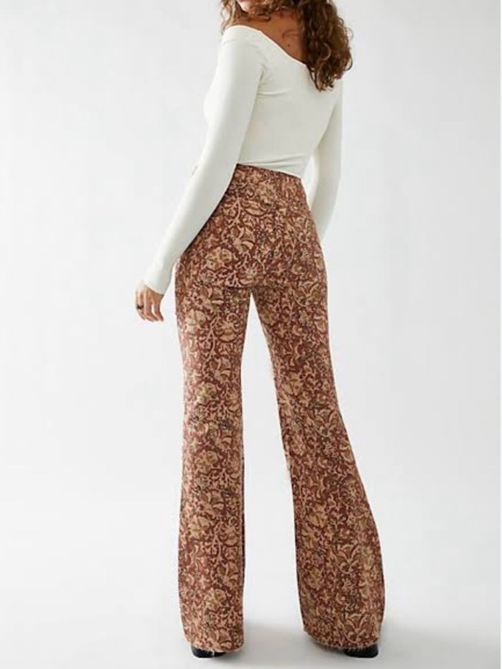 Free People CRVY Wild Honey Printed Flare Jeans